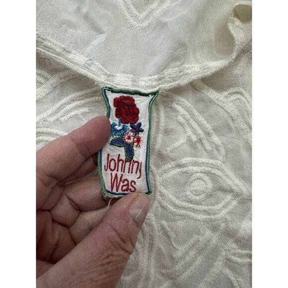 Johnny Was Ivory Tunic Top Blouse Rayon-No Size Tag-measures Like Large- - Picture 3 of 13